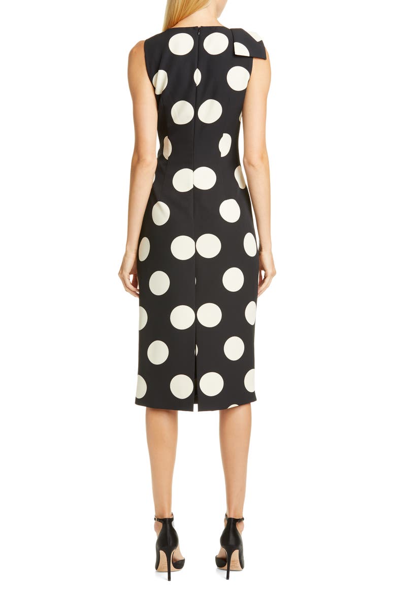 Polka Dot Bow Shoulder Cocktail Dress, Alternate, color, BLACK/ WHITE