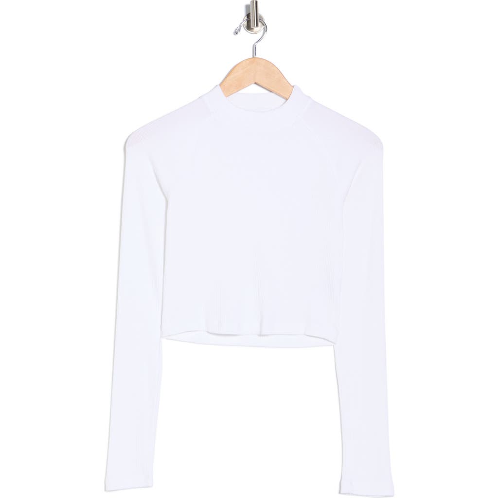 Beyond Yoga Contours Rib Mock Neck Crop Top In White