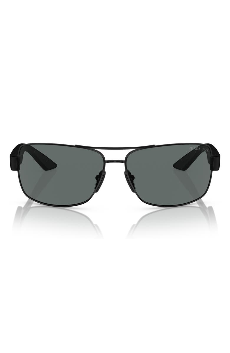 PRADA SPORT 65mm Oversize Polarized Pillow Sunglasses, Main, color,
