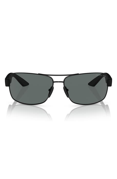 Prada Logo Sport Aviator Sunglasses Black Red