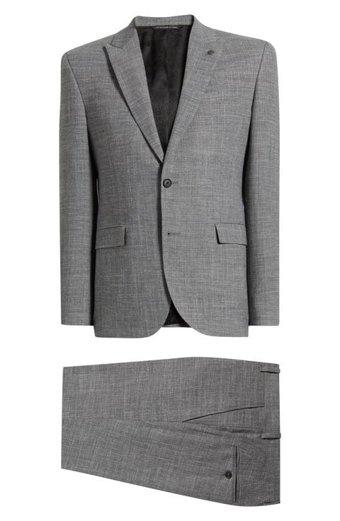 Rawdon Slim Fit Grey Mélange Peak Lapel Suit (Regular, Short & Long)