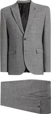 AllSaints Rawdon Slim Fit Grey Mélange Peak Lapel Suit