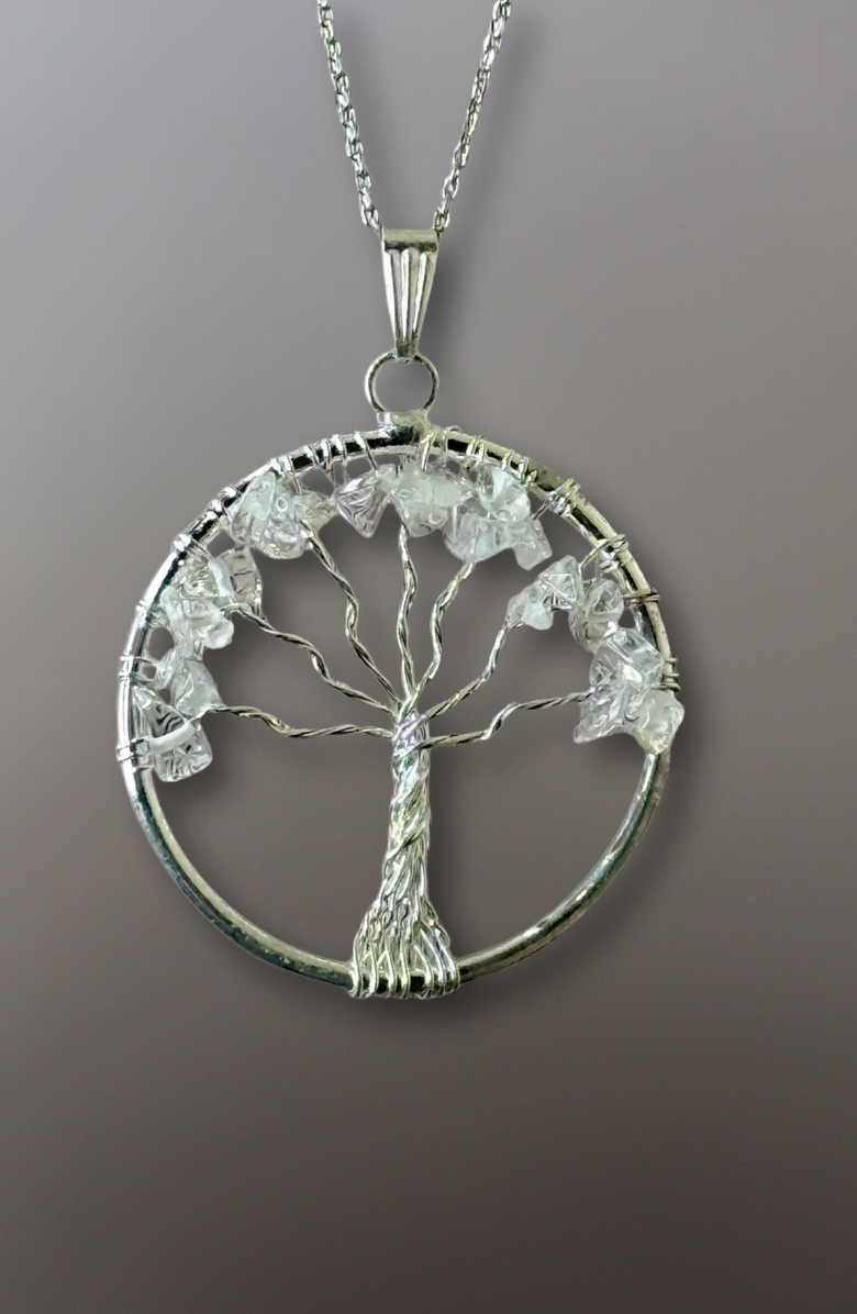 Humanist Beauty Tree of Life Gemstone Necklace, Alternate, color, Clear Quartz