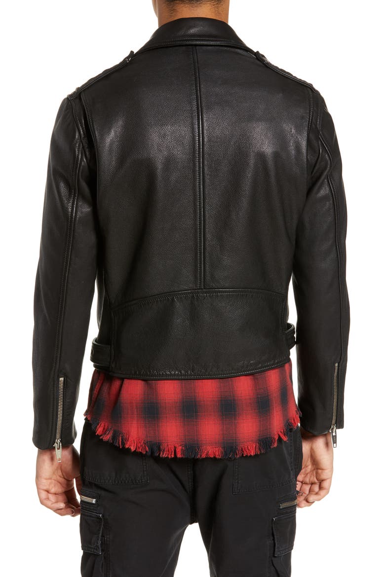 Leather Biker Jacket, Alternate, color, BLACK