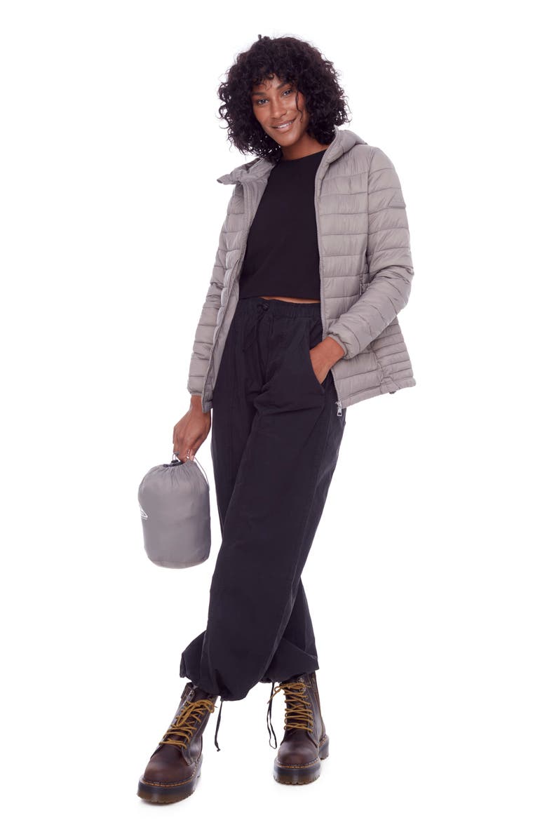 Alpine North YOHO LADIES - Vegan Down Lightweight Packable Puffer Jacket & Bag, Alternate, color, Taupe