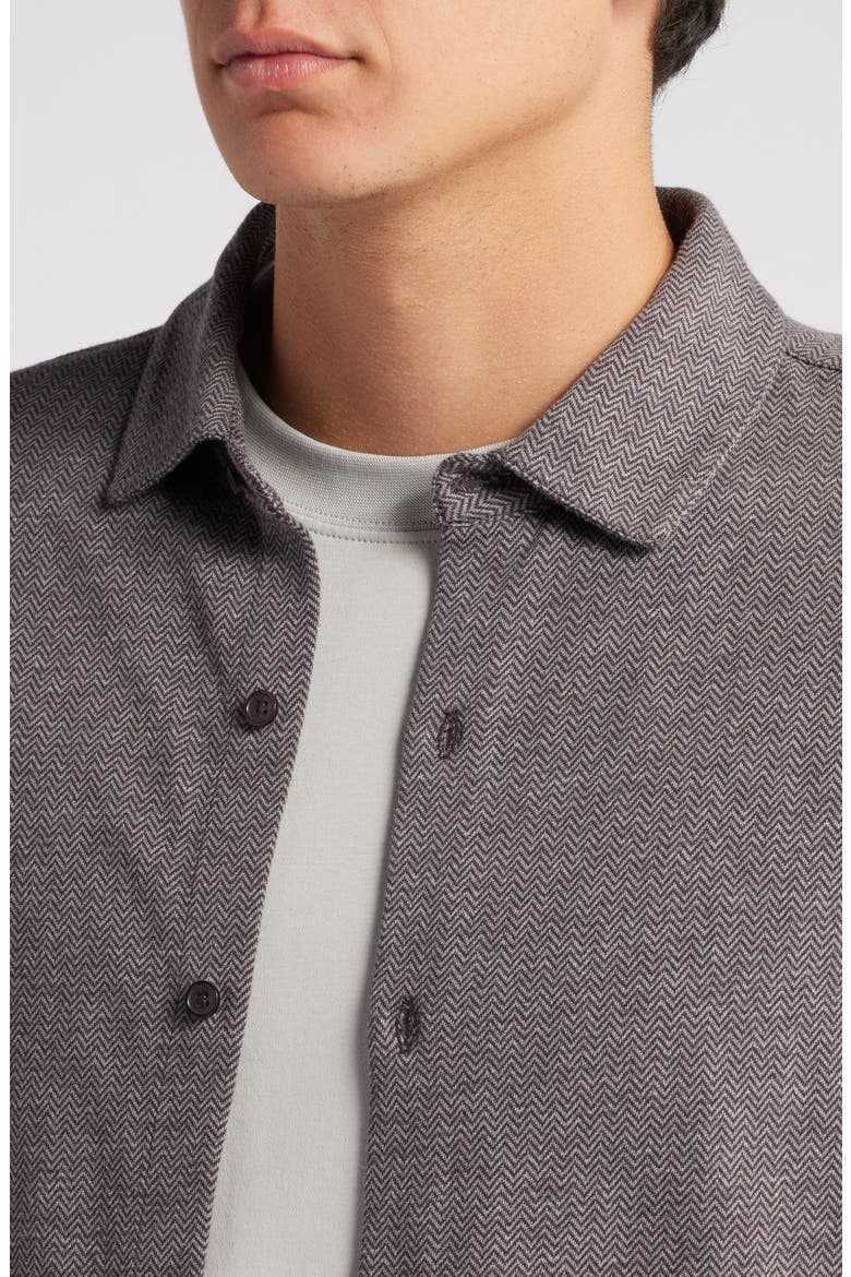 Shearwood Herringbone Knit Button-Up Shirt, Alternate, color, PORT