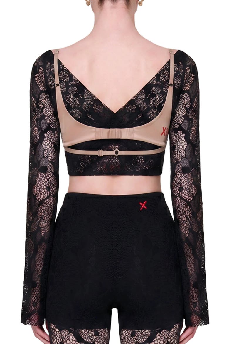The Party Edit Lace Body With Contrast Bust Panel, Alternate, color, BLACK