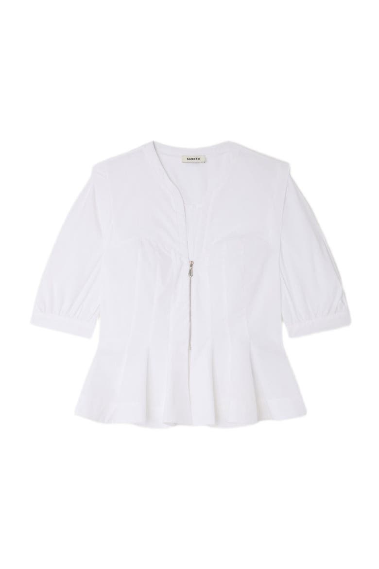 Zipped peplum shirt, Alternate, color, White