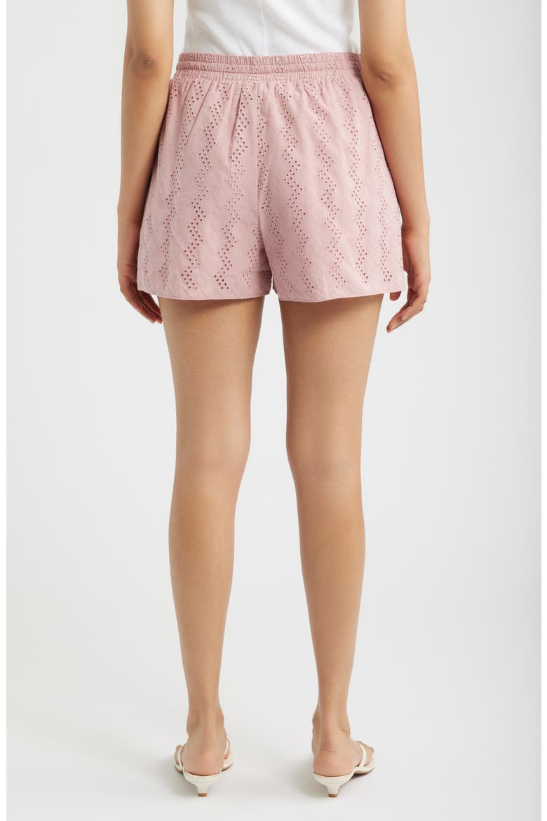 Eyelet Drawstring Waist Shorts, Alternate, color, DUSTY PINK