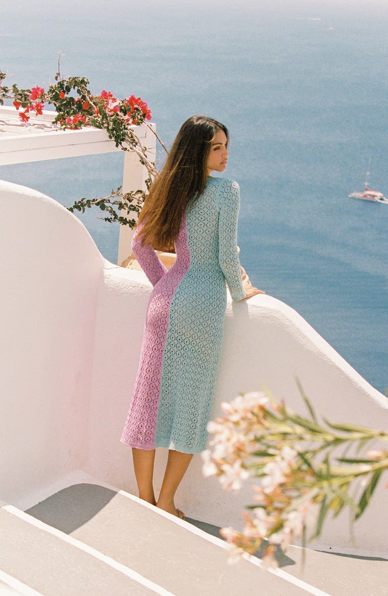 Capittana Alexandra Long Sleeve Colorblock Cover-Up Maxi Sweater Dress, Alternate, color, 