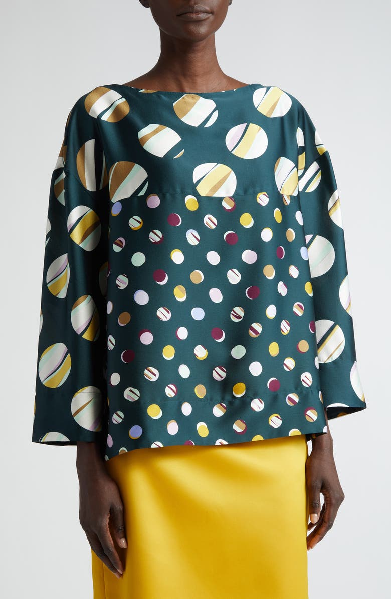 St. John Collection Collage Dot Colorblock Top, Alternate, color,