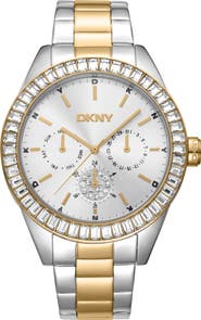 DKNY Crystal Bezel Three Hand Quartz Bracelet Watch, 40mm