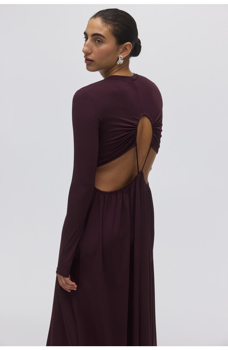 H&M Gathered Jersey Dress, Alternate, color, Burgundy