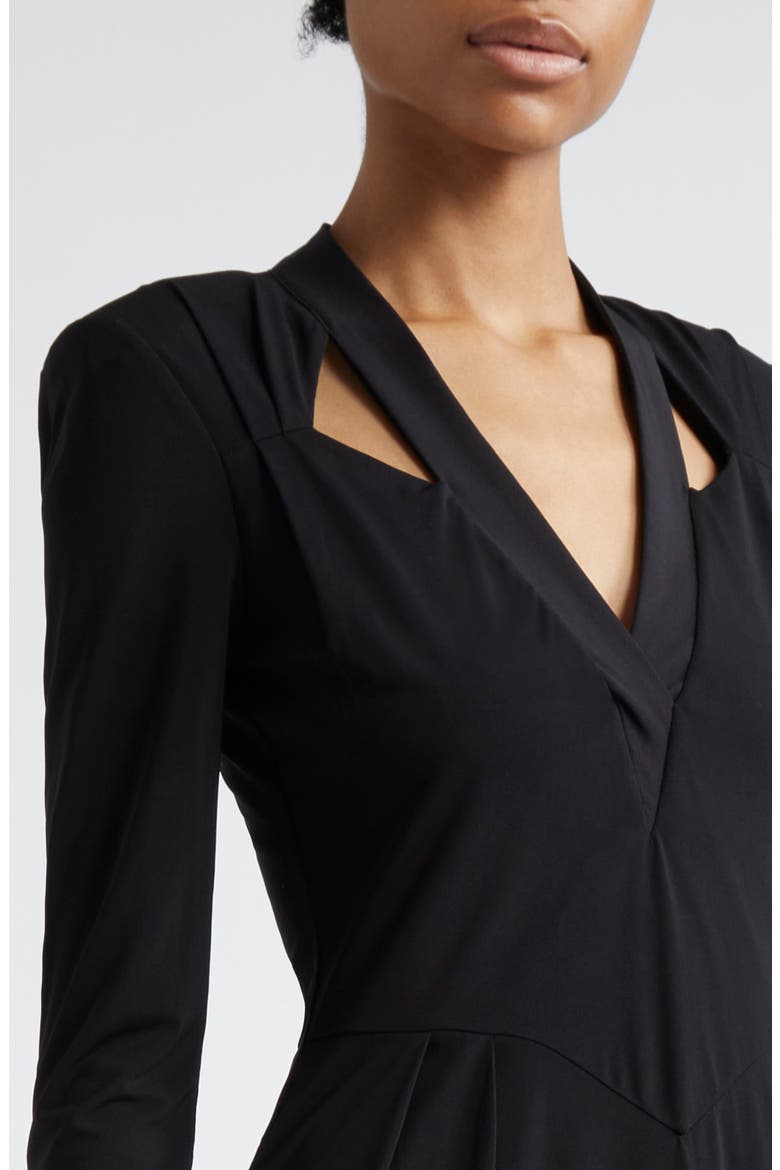Cutout Long Sleeve Gown, Alternate, color, SOLID BLACK