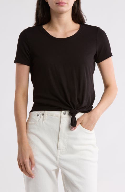 Knot Hem Rib T-Shirt