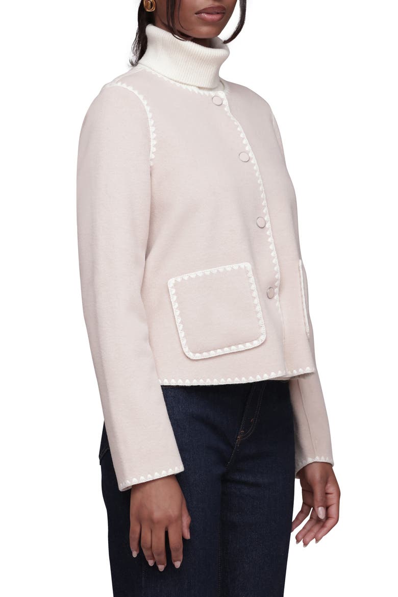 Contrast Stitch Collarless Jacket, Alternate, color, CREAM