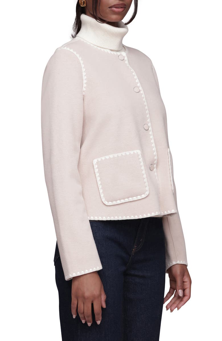 Bagatelle Contrast Stitch Collarless Jacket, Alternate, color, Cream