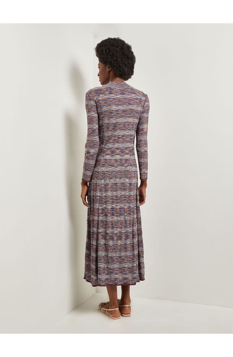 Misook Modern Fit-and-Flare Melange Knit Cutout Midi Dress, Alternate, color, Starry/Sangria/Gold/Parch/Ivry