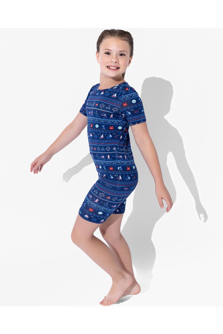 Sail Away Fair Isle Kids 2-Piece Short Sleeve & Shorts Pajama Set, Alternate, color, Sail Away Fair Isle