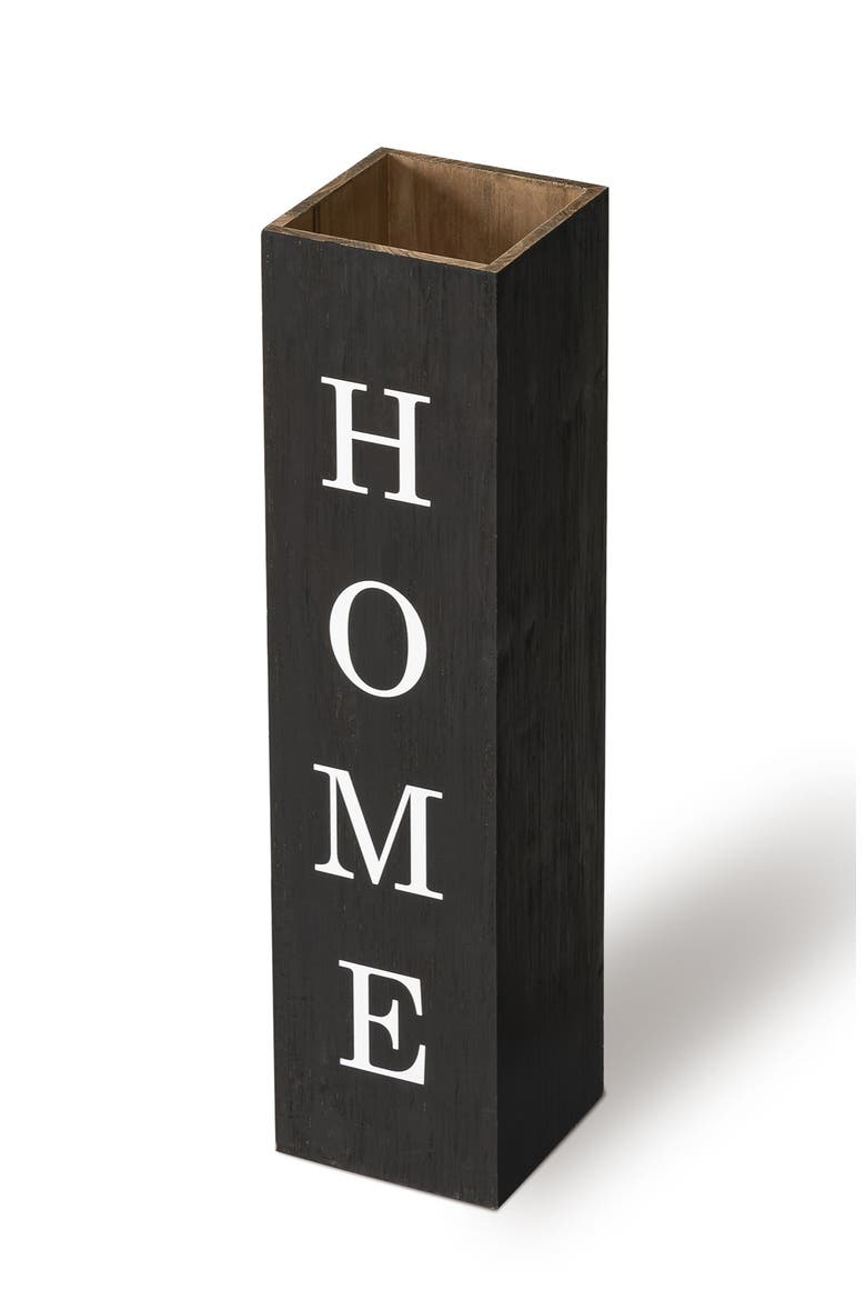 Double Sided Solid Wood Boxed "WELCOME HOME" Porch Sign, Alternate, color, Black