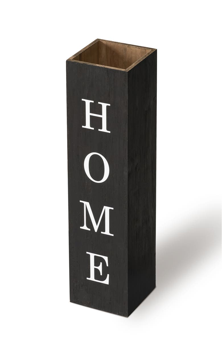 Glitzhome Double Sided Solid Wood Boxed "WELCOME HOME" Porch Sign, Alternate, color, Black