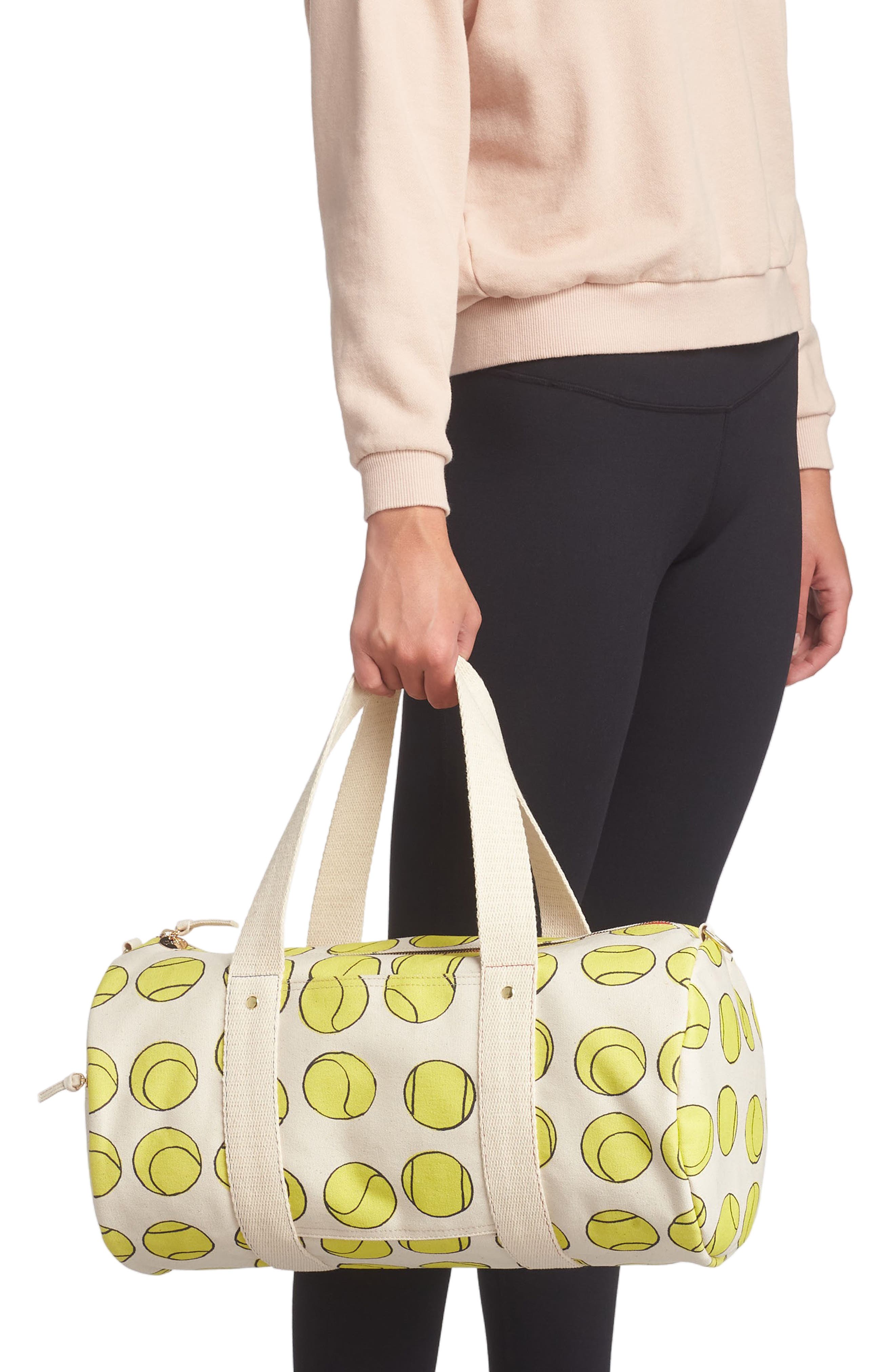 Clare V. Tennis Balls Canvas Duffle Bag, Alternate, color, 