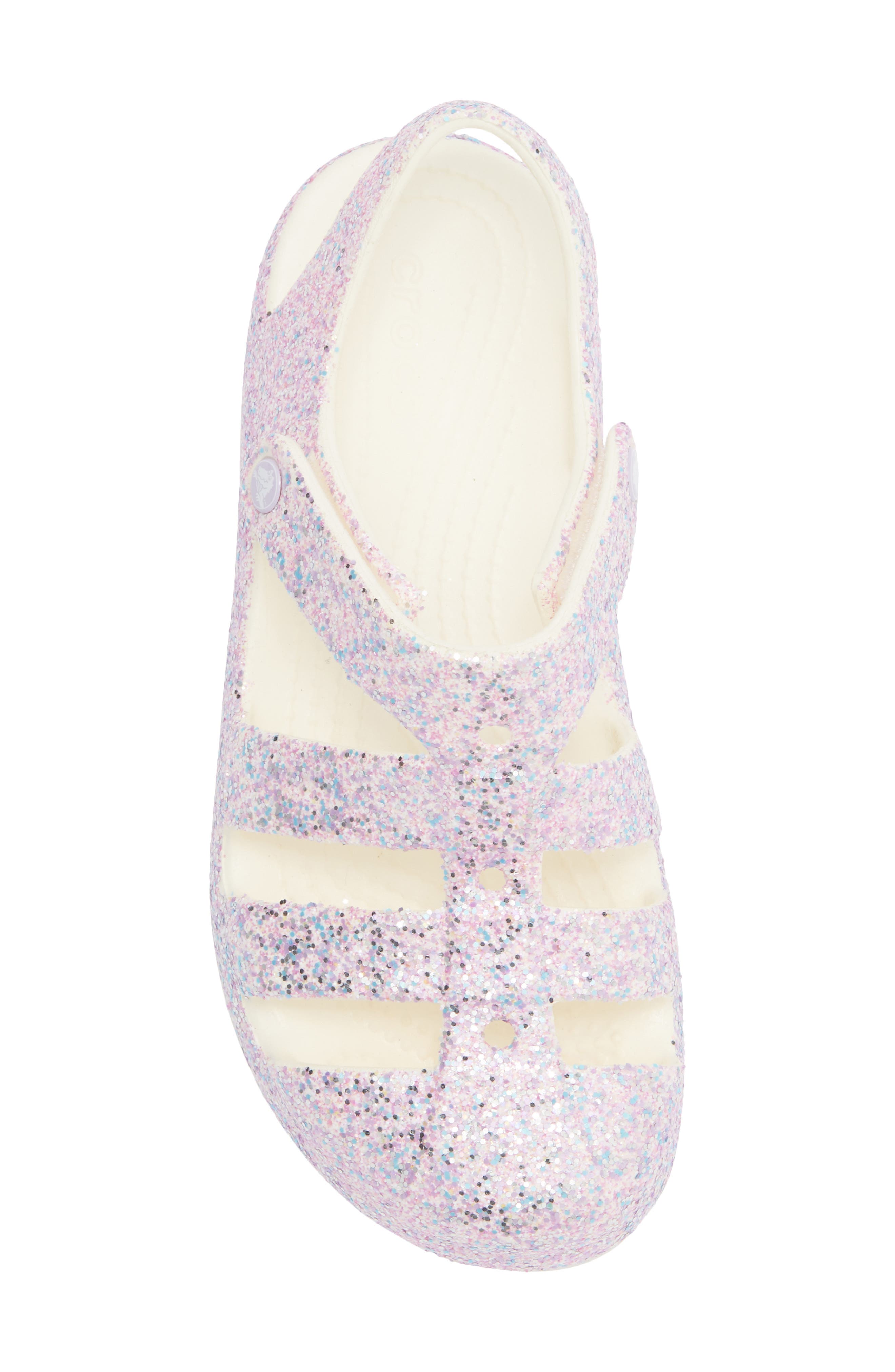 CROCS Kids' Glitter Fisherman Clog, Alternate, color, Chalk