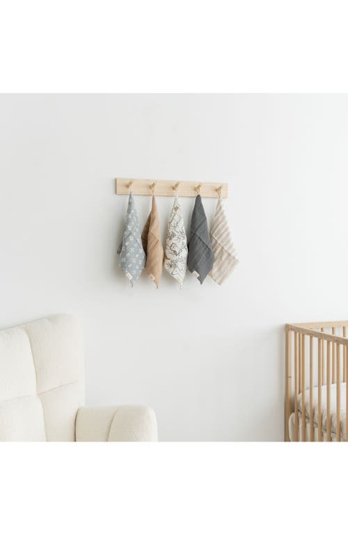 Crane Baby Parker 5-pack Assorted Cotton Muslin Washcloths In Beige Multi