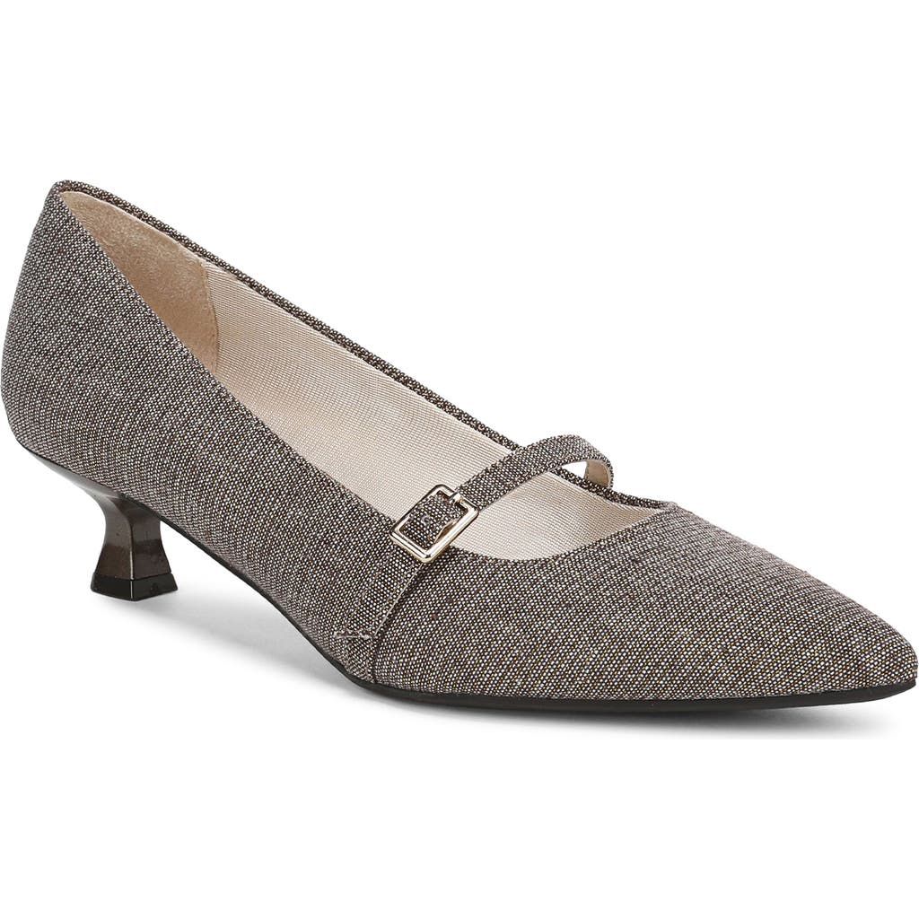 Lifestride Madelyn Mary Jane Pointed Toe Kitten Heel Pump In Brown