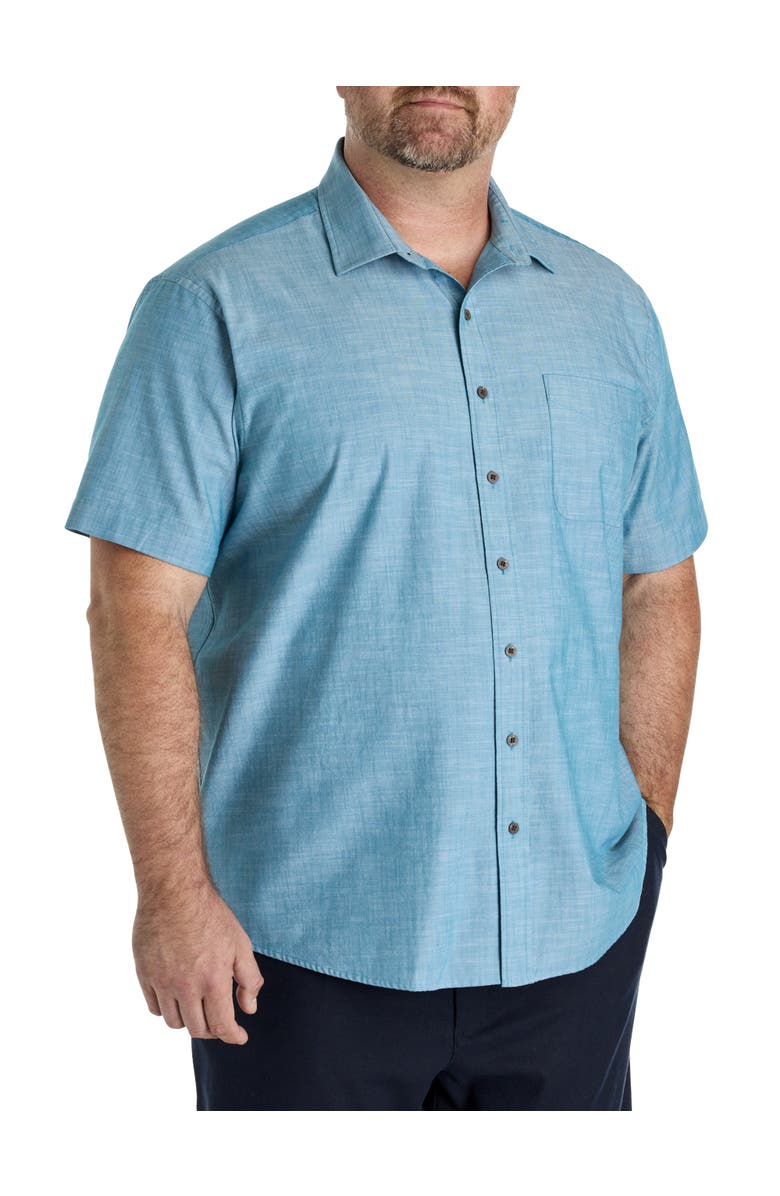 Oak Hill by DXL Big & Tall Washed Cotton Sport Shirt, Main, color, Deep Lagoon