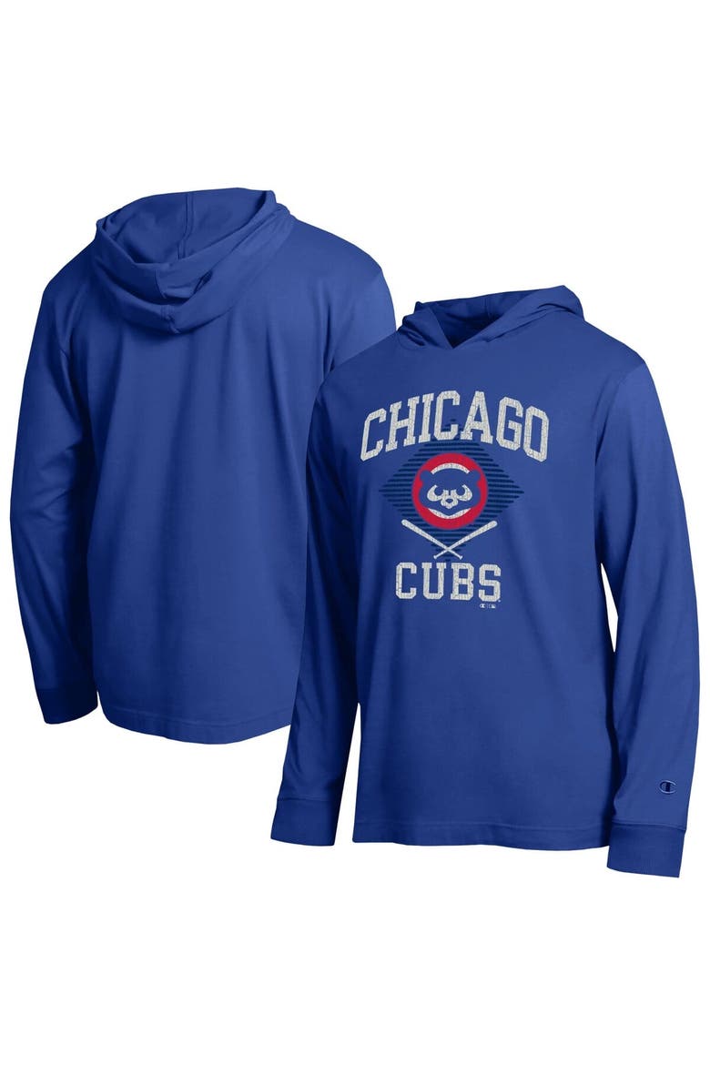 Men's Champion  Royal Chicago Cubs Cooperstown Hooded Long-Sleeve T-Shirt, Main, color, Royal