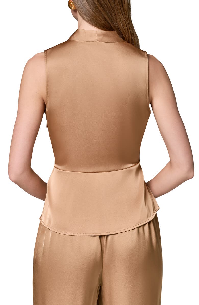 Donna Karan New York Sleeveless Faux Wrap Satin Top, Alternate, color, Fawn