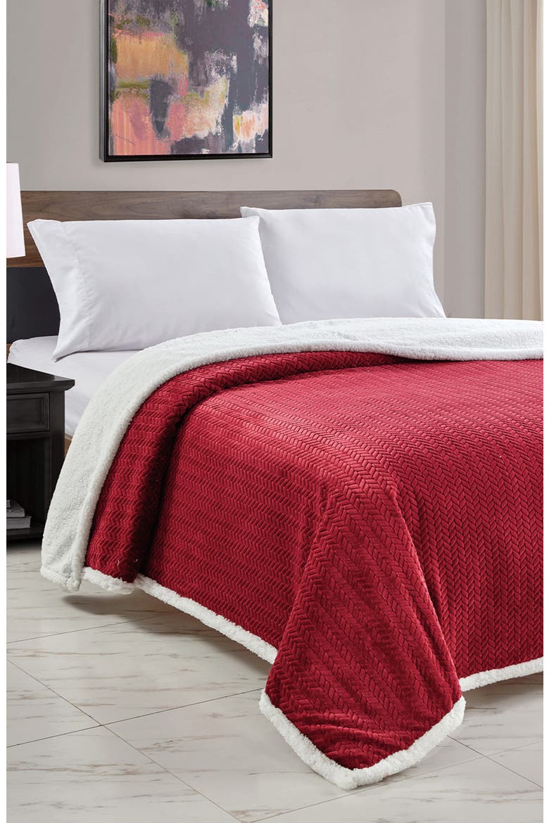 Jacquard Braided Throw Blanket, Alternate, color, BURGUNDY
