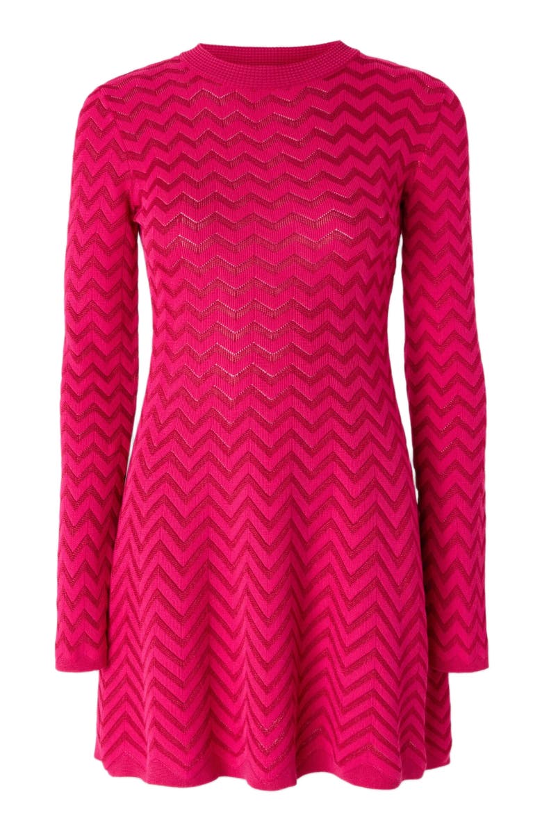 Missoni Tone-on-tone Chevron Long-sleeved Mini-dress, Alternate, color, Magenta Red
