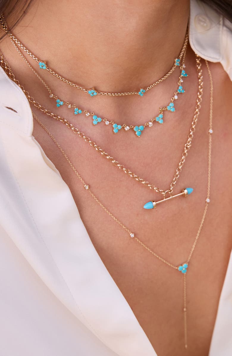 Zoë Chicco 14K Gold Turquoise Rolo Necklace, Alternate, color, 14K Yellow Gold / Turquoise