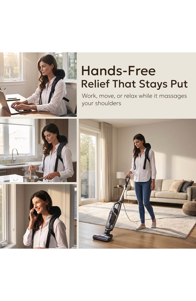 MIKO Wave Neck & Back Massager Heated And Hands Free Motion, Alternate, color, Black