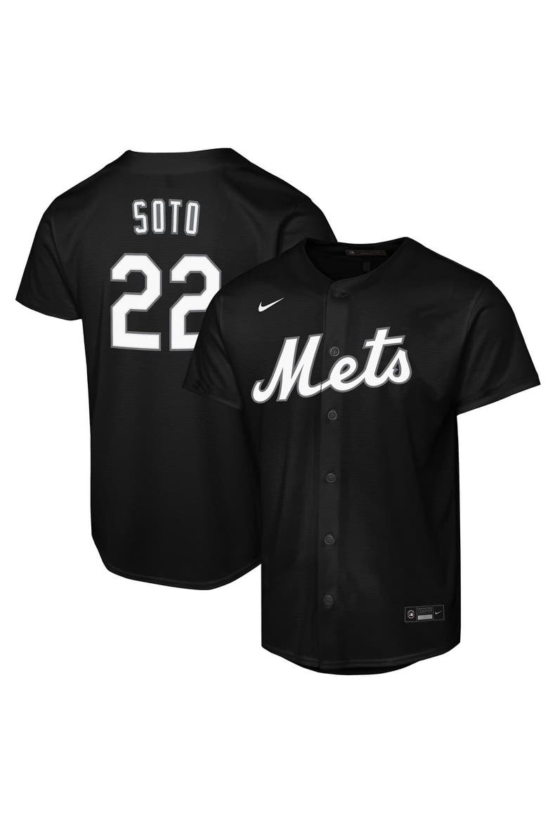 Youth Nike Juan Soto Black New York Mets Lights Out Replica Player Jersey, Main, color, Black