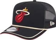New Era Men's New Era Black Miami Heat Vintage Team Rope A-Frame 9FIFTY Snapback Hat