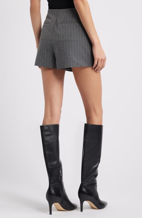 Open Edit Pinstripe Faux Wrap Miniskirt In Grey Heather Edie Stripe