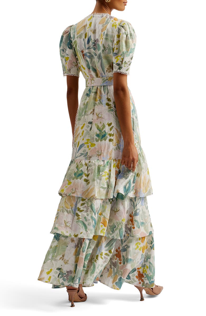 Ted Baker London Devero Floral Belted Tiered Linen Maxi Dress, Alternate, color,
