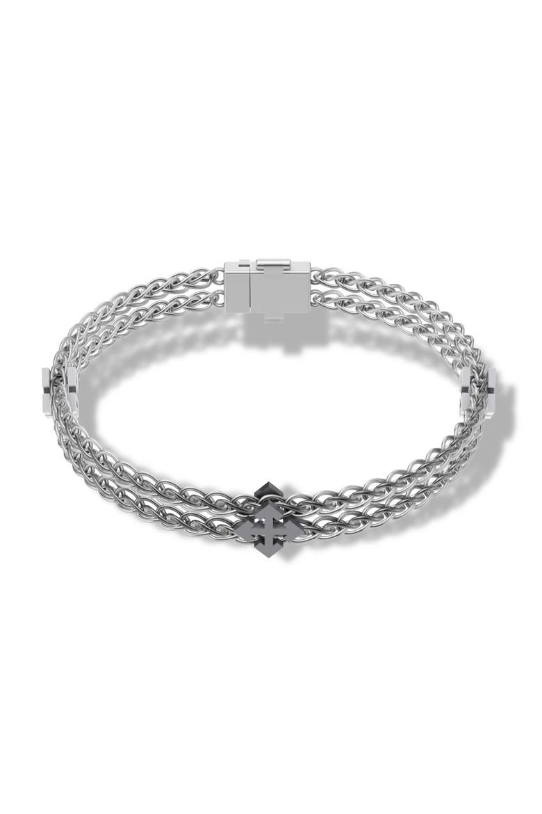 Arrow Double Chain Bracelet, Main, color, BLACK/GUNMETAL