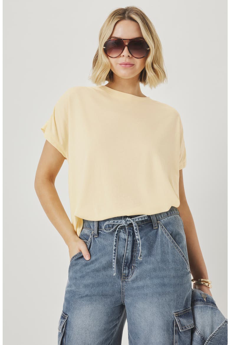 Rebecca Shirred Sleeve Cotton Blend T-Shirt, Alternate, color, HONEYSUCKLE BEIGE