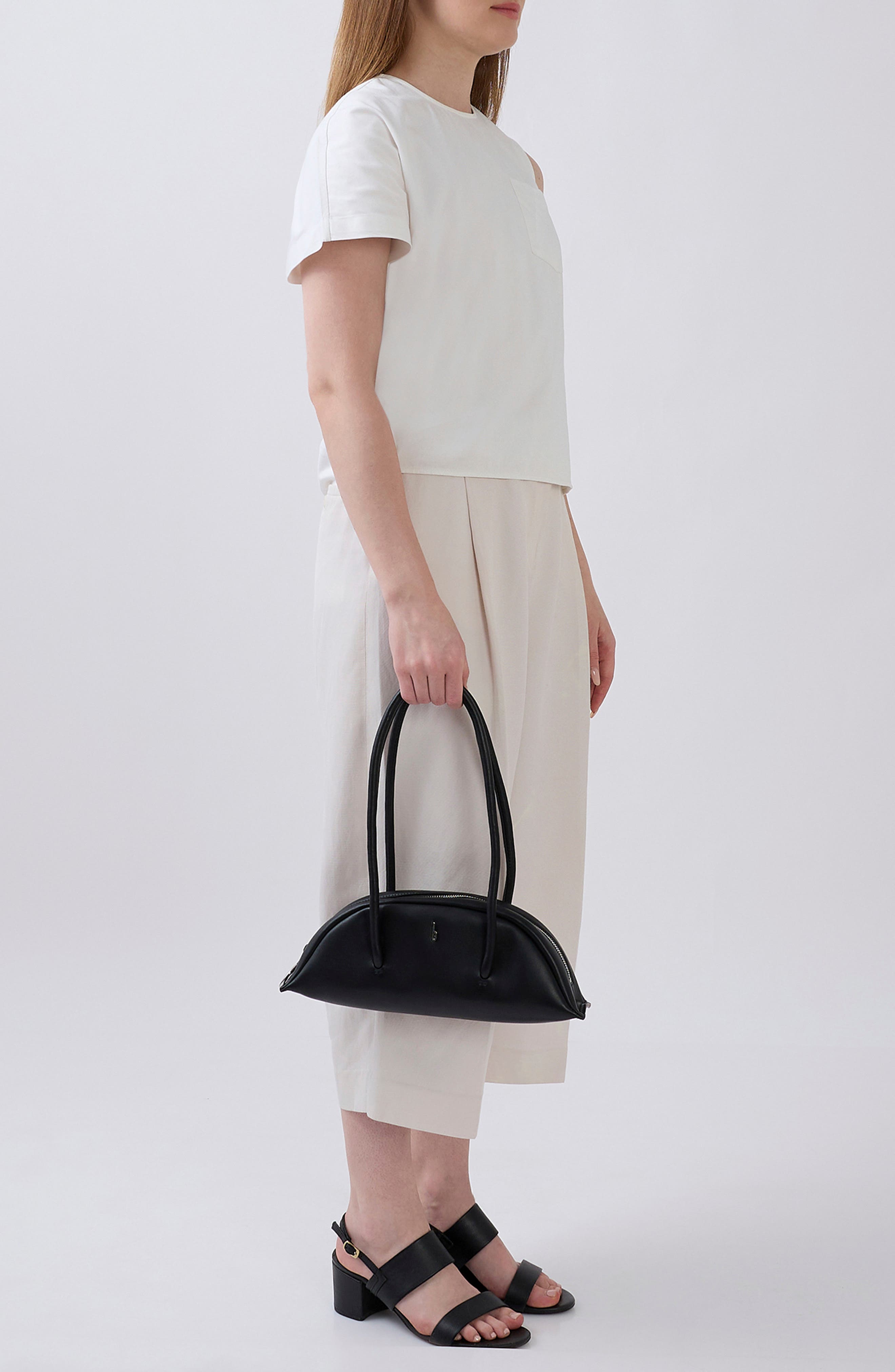 behno Mini Laverne Leather Bowler Bag, Alternate, color, Black