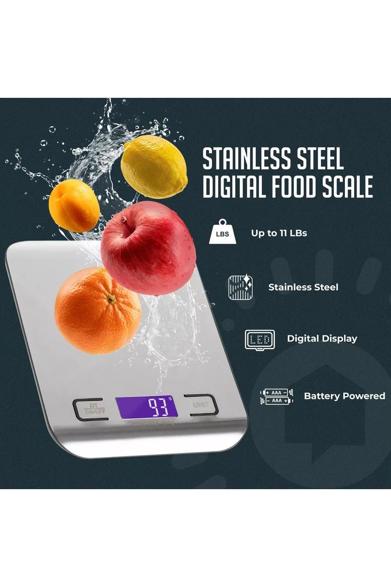 Digital Food Scale 11 lb Capacity Tare Function LCD Display, Alternate, color, Grey