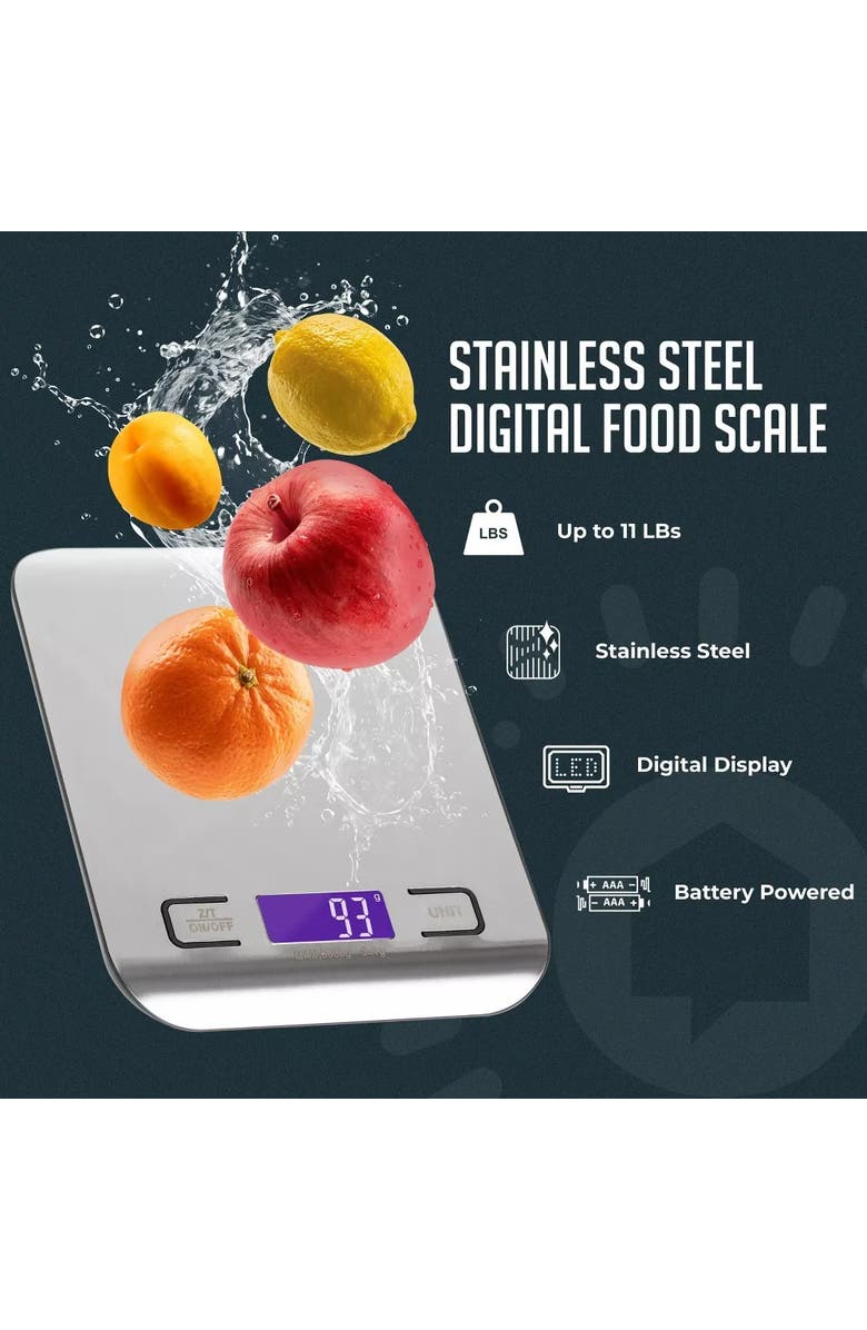 Luminuxe Digital Food Scale 11 lb Capacity Tare Function LCD Display, Alternate, color, Grey