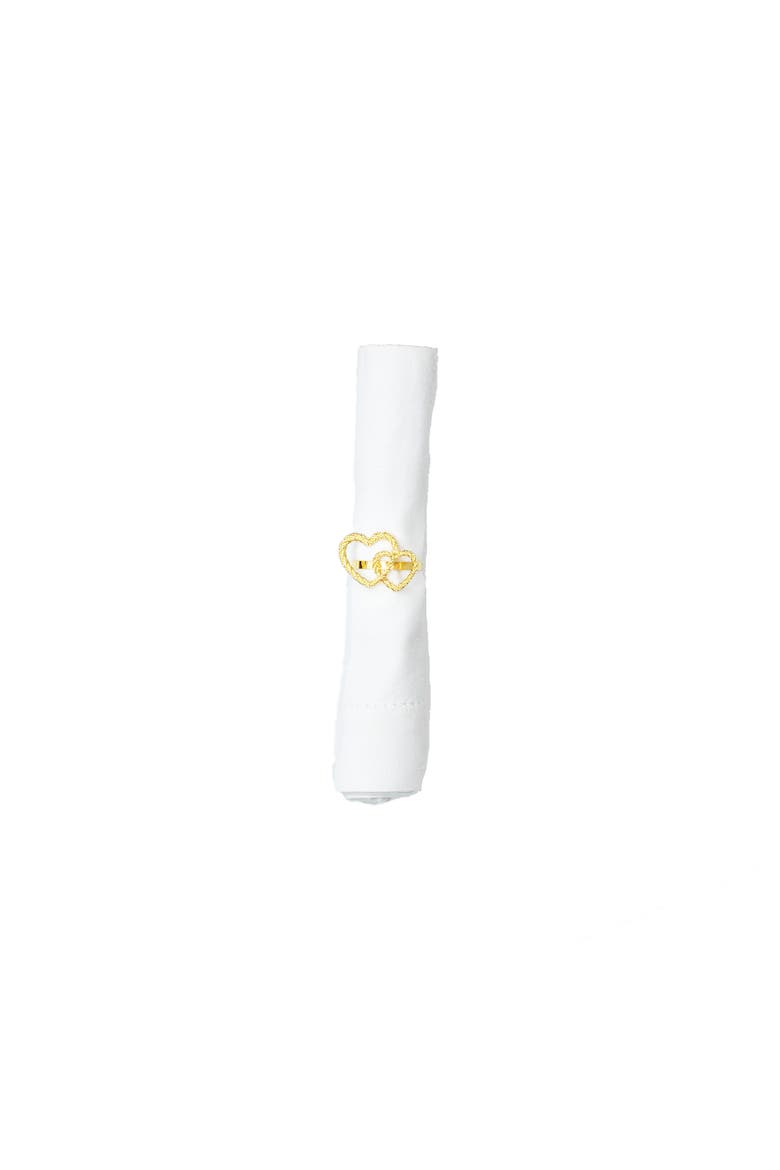 Gold Double Hearts Premium Valentine's Day Napkin Ring, Main, color, Gold