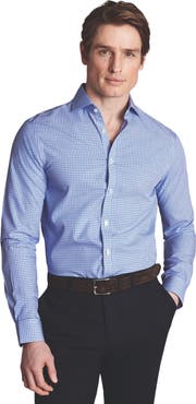 Charles Tyrwhitt Grid Check Non-Iron Stretch Twill Slim Fit Shirt Single Cuff