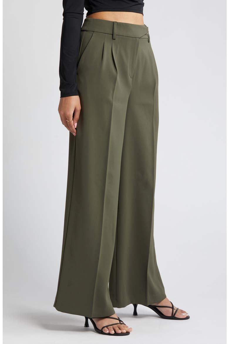 Wide Leg Twill Trousers, Alternate, color, GREEN CITY