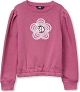 Lands' End Girls Crew Neck Embroidered Sweatshirt