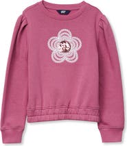 Lands' End Girls Crew Neck Embroidered Sweatshirt